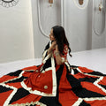 Trendy Black and Orange Cotton Designer Lehenga Choli Set with Gotta Patti Lace Work