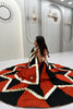Trendy Black and Orange Cotton Designer Lehenga Choli Set with Gotta Patti Lace Work