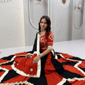 Trendy Black and Orange Cotton Designer Lehenga Choli Set with Gotta Patti Lace Work