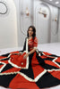 Trendy Black and Orange Cotton Designer Lehenga Choli Set with Gotta Patti Lace Work