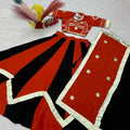 Trendy Black and Orange Cotton Designer Lehenga Choli Set with Gotta Patti Lace Work