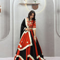 Trendy Black and Orange Cotton Designer Lehenga Choli Set with Gotta Patti Lace Work