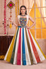 Elegant Multicolor Striped Rayon Designer Lehenga Choli Set with Mirror Work Blouse