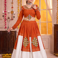 Stylish Orange and White Rayon Designer Lehenga Choli Set with Mirror Work