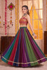 Traditional Multicolor Striped Georgette Designer Lehenga Choli Set with Gamthi Work