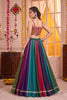 Traditional Multicolor Striped Georgette Designer Lehenga Choli Set with Gamthi Work