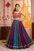 Traditional Multicolor Striped Georgette Designer Lehenga Choli Set with Gamthi Work