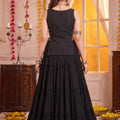 Stunning Black Georgette Designer Lehenga Choli Set with Mirror Work and Flared Tiered Skirt