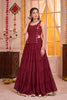 Elegant Maroon Georgette Designer Lehenga Choli Set with Mirror Work and Flared Tiered Skirt