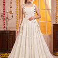 Wonderful White Designer Lehenga Choli Set with Mirror Work and Flared Tiered Skirt