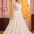 Wonderful White Designer Lehenga Choli Set with Mirror Work and Flared Tiered Skirt