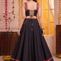 Trendy Black Cotton Designer Lehenga Choli Set with Mirror Work and Flared Skirt for Women