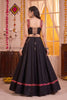 Trendy Black Cotton Designer Lehenga Choli Set with Mirror Work and Flared Skirt for Women