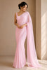 Elegant Light Pink Plain Georgette Saree for Women
