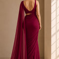 Stunning Wine Plain Georgette Saree for Women