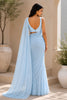 Stylish Sky Blue Plain Georgette Saree for Women