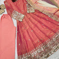 Elegant Pink Fendy Silk Embroidered Anarkali Suit with Dupatta for Girls