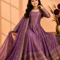 Stylish Purple Fendy Silk Embroidered Anarkali Suit with Dupatta for Girls