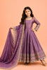 Stylish Purple Fendy Silk Embroidered Anarkali Suit with Dupatta for Girls