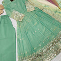 Refreshing Mint Green Fendy Silk Embroidered Anarkali Suit with Dupatta for Girls