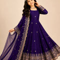 Stunning Purple Fendy Silk Embroidered Anarkali Suit with Dupatta for Girls