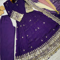 Stunning Purple Fendy Silk Embroidered Anarkali Suit with Dupatta for Girls