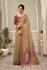 Stylish Beige Cotton Hand Block Print Work Saree