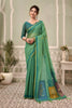 Graceful Mint Green Cotton Hand Block Print Work Saree