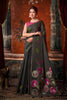 Premium Black Khadi Cotton Printed Work Saree
