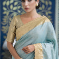 Royal Ice Blue Pure Kanjivaram Silk Zari Butti Designer Saree