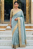 Royal Ice Blue Pure Kanjivaram Silk Zari Butti Designer Saree