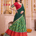Elegant Green and Red Tasar Silk Designer Lehenga Choli with Printed Skirt and Dupatta