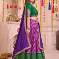 Stylish Purple and Green Tasar Silk Designer Lehenga Choli with Printed Skirt and Dupatta