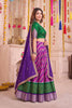 Stylish Purple and Green Tasar Silk Designer Lehenga Choli with Printed Skirt and Dupatta