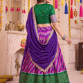 Stylish Purple and Green Tasar Silk Designer Lehenga Choli with Printed Skirt and Dupatta
