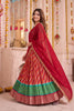 Admirable Red and Green Tasar Silk Designer Lehenga Choli with Printed Skirt and Dupatta