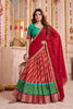 Admirable Red and Green Tasar Silk Designer Lehenga Choli with Printed Skirt and Dupatta