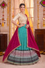 Elegant Teal Green Rayon Printed Designer Lehenga Choli with Magenta Dupatta