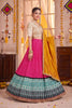 Stunning Rani Pink Rayon Printed Designer Lehenga Choli with Mustard Yellow Dupatta