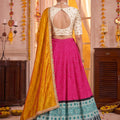 Stunning Rani Pink Rayon Printed Designer Lehenga Choli with Mustard Yellow Dupatta