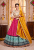Stunning Rani Pink Rayon Printed Designer Lehenga Choli with Mustard Yellow Dupatta