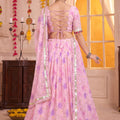 Elegant Pink Tabby Silk Floral Printed Designer Lehenga Choli with Dupatta for Women