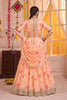Stylish Peach Tabby Silk Floral Printed Designer Lehenga Choli with Dupatta for Women
