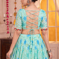 Refreshing Mint Green Tabby Silk Floral Printed Designer Lehenga Choli with Dupatta for Women