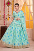 Refreshing Mint Green Tabby Silk Floral Printed Designer Lehenga Choli with Dupatta for Women
