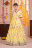 Beautiful Yellow Tabby Silk Floral Printed Designer Lehenga Choli with Dupatta for Women