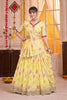 Beautiful Yellow Tabby Silk Floral Printed Designer Lehenga Choli with Dupatta for Women