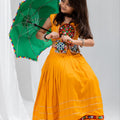 Stunning Mustard Yellow Rayon Mirror Work Designer Lehenga Choli for Girls