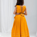 Stunning Mustard Yellow Rayon Mirror Work Designer Lehenga Choli for Girls
