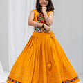 Stunning Mustard Yellow Rayon Mirror Work Designer Lehenga Choli for Girls